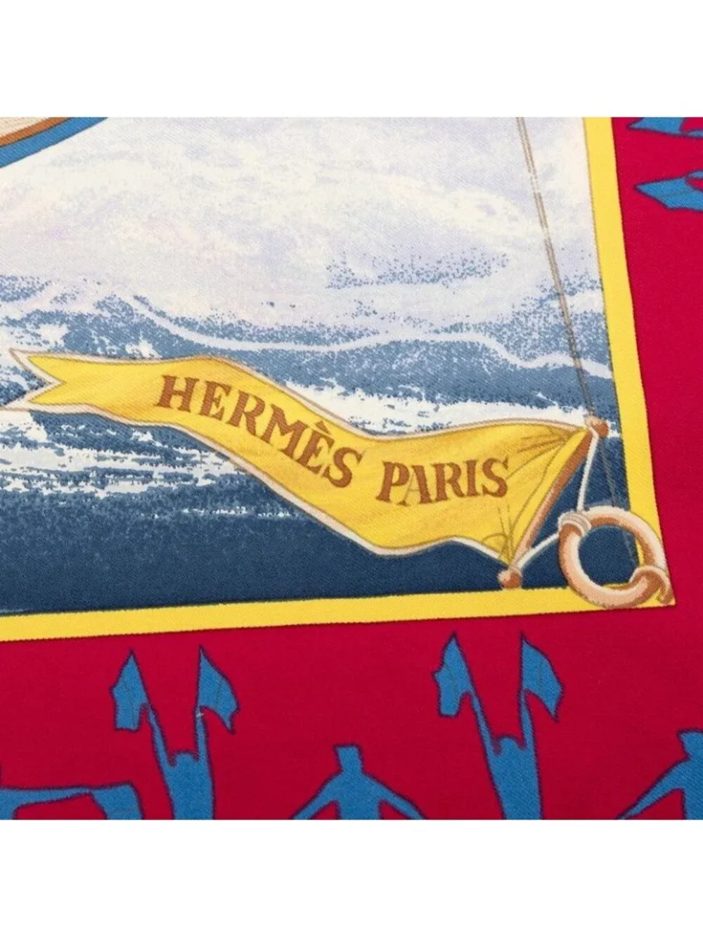 Hermes Carre 90 en Course Scarf Purple Blue Silk